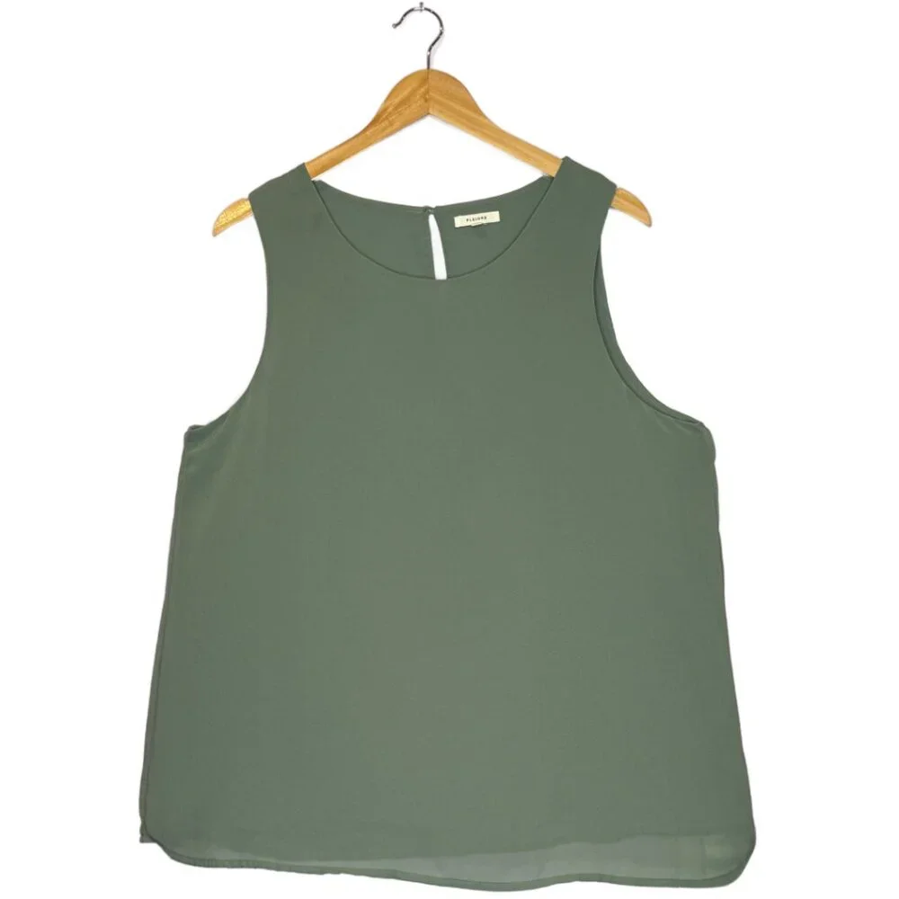 Anthropologie Pleione Double Layer Woven Tank, Sea Foam Green Sz XL - Picture 3 of 7